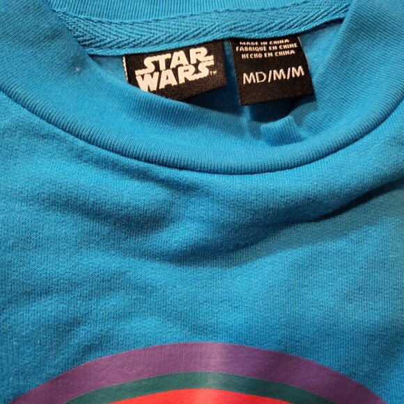 DISNEY‎ Men's/ women's Medium Turquoise Star Wars Sweatshirt Crew Neck Pullover - Picture 4 of 8